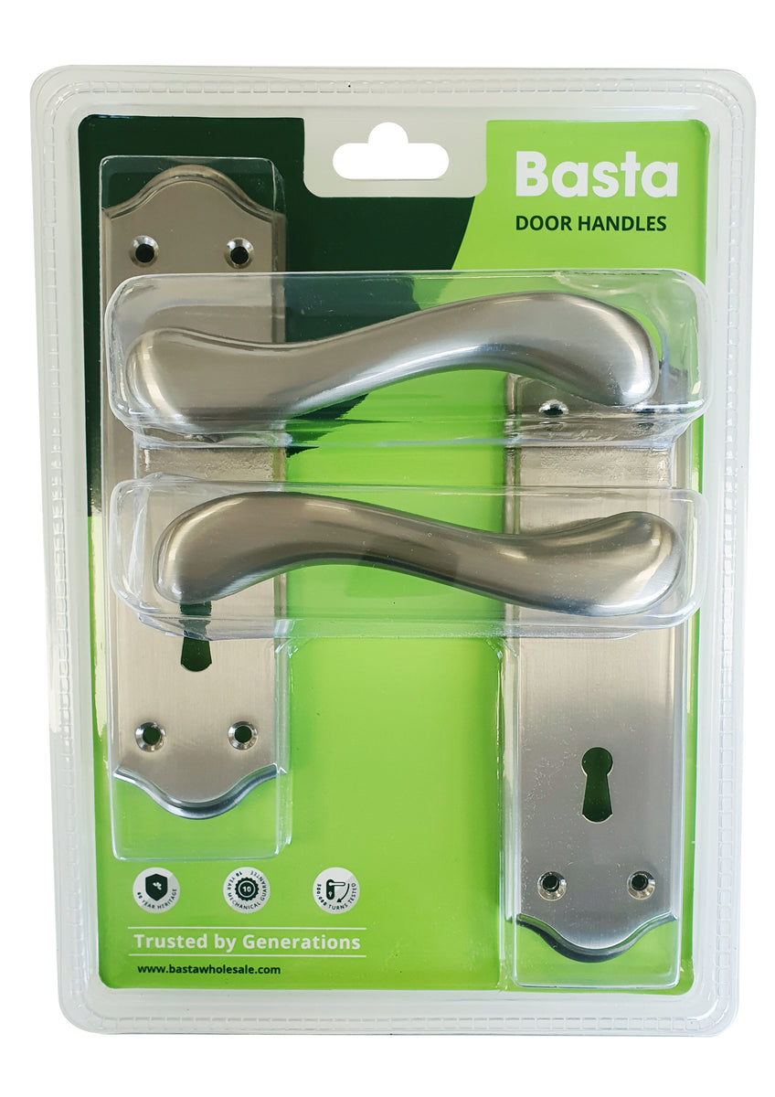 BASTA YEATS KEYHOLE DOOR HANDLE MATT NICKEL HardwareStoreIreland.