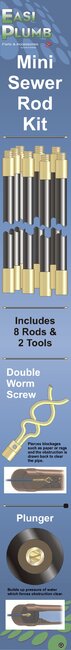 Easi Plumb Mini Drain Clearing Set with 8 Rods (2 Tools)