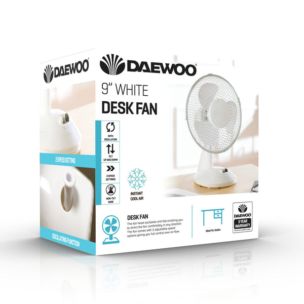 DAEWOO 9" OSCILLATING DESK FAN