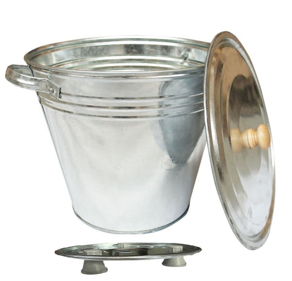 GALVANISED ASH BUCKET WITH LID & STAND32CM / 15LTR