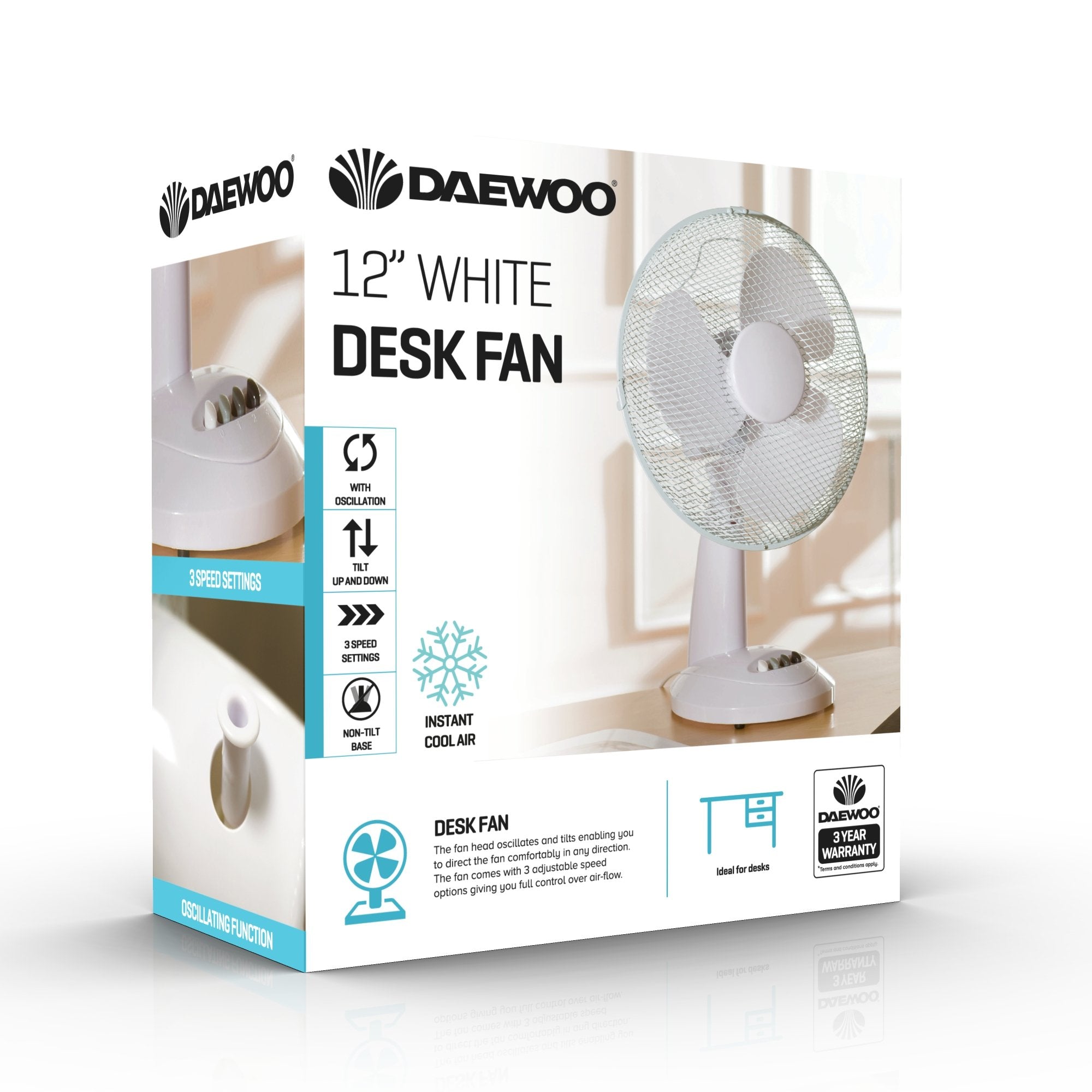 DAEWOO 12" OSCILLATING DESK FAN