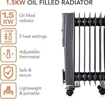 WARMLITE 1.5KW OIL FILLED RADIATOR DARK TITANIUM