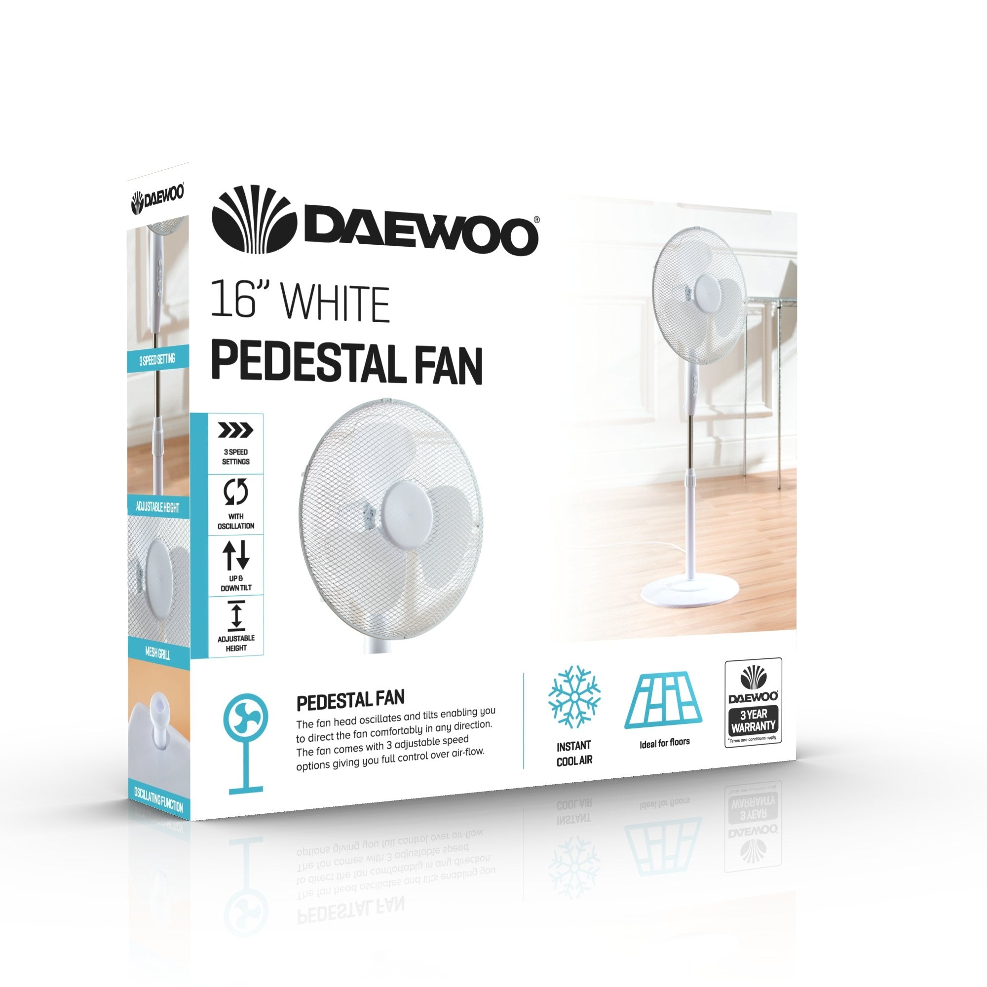 DAEWOO 16" OSCILLATING FAN ON STAND