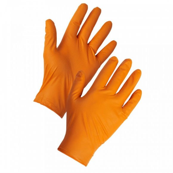 REFLEXX FULL GRIP ORANGE HEAVY DUTY NITRILE GLOVES (10 X 50)