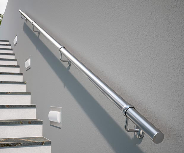 Rothley Stainless steel Handrail kit, (L)3.6m(3X1.2MTR) BRUSHED STAINLESS STEEL
