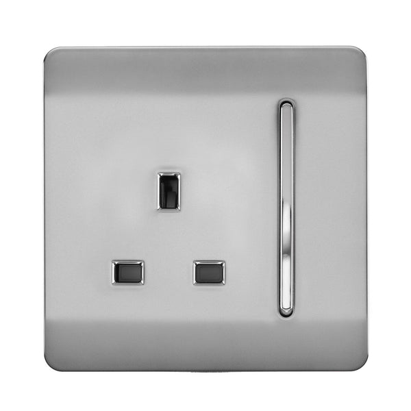 TRENDI 1 GANG 13AMP SWITCHED SOCKET STAINLESS STEEL (PACK OF 5)