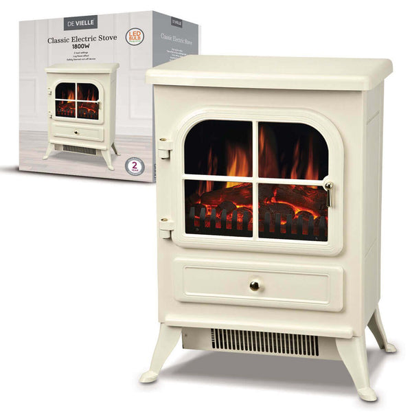 De Vielle 1800w Classic Electric Stove - Cream