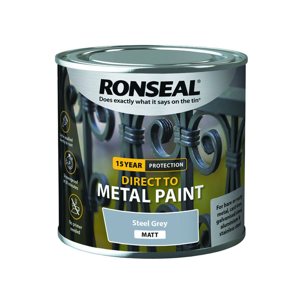 RONSEAL DIRECT TO METAL STEEL GREY MATT 250 ML