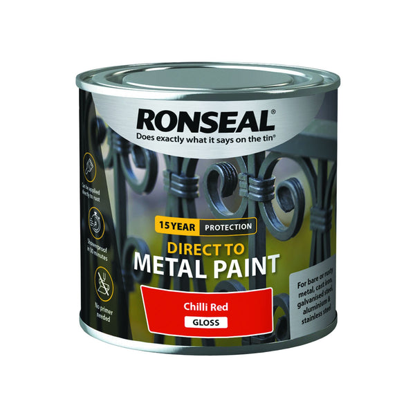 RONSEAL DIRECT TO METAL CHILLI RED GLOSS 250 ML