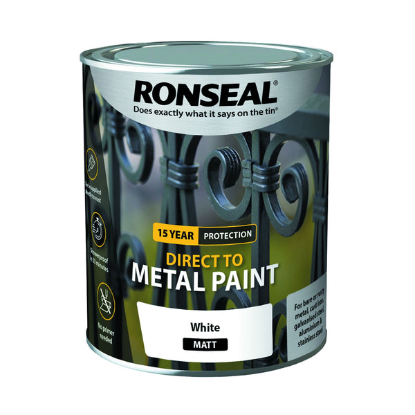 RONSEAL DIRECT TO METAL WHITE MATT 750 ML