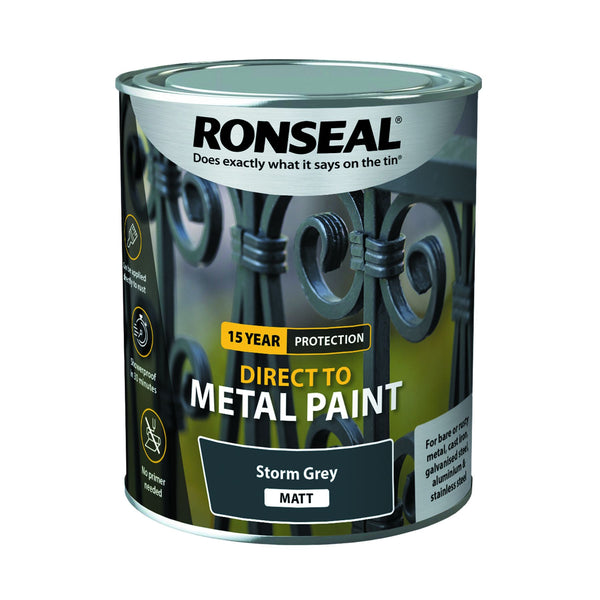 RONSEAL DIRECT TO METAL STORM GREY MATT 750 ML