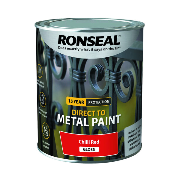 RONSEAL DIRECT TO METAL CHILLI RED GLOSS 750 ML