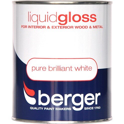 BERGER LIQUID GLOSS PAINT BRILLIANT WHITE 750 ML