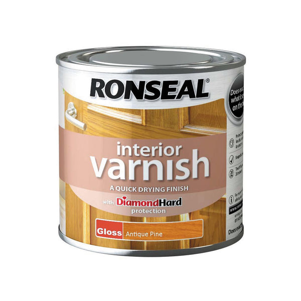 RONSEAL QUICK DRYING VARNISH GLOSS ANTIQUE PINE 250 ML