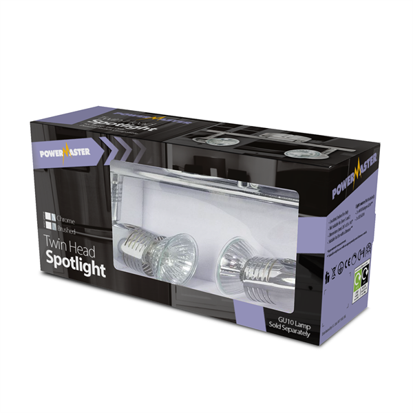 POWERMASTER TWIN BAR CHROME SPOTLIGHT FITTING