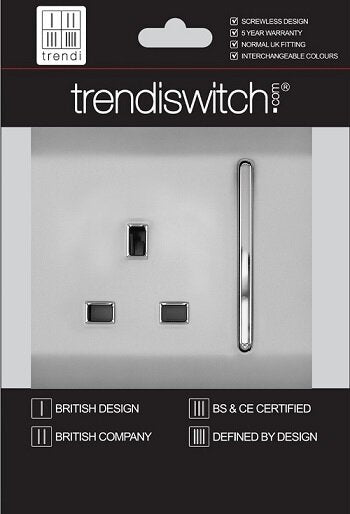 TRENDI 1 GANG 13AMP SWITCHED SOCKET STAINLESS STEEL (PACK OF 5)