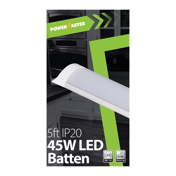 POWERMASTER 5FT IP20 45W LED BATTEN 3600 LUMENS