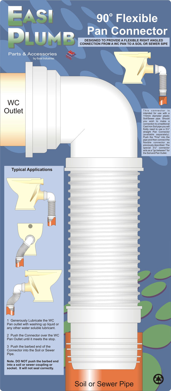 Easi Plumb 4" 90° Flexible Pan Connector