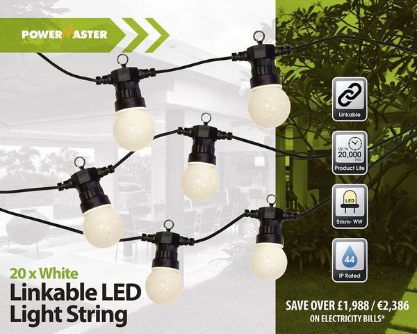 POWERMASTER LED 20 WHITE 3W GLOBE FESTOON LINKABLE