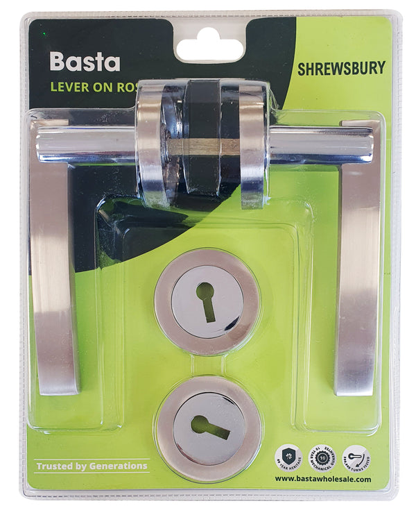 BASTA SHREWSBURY LEVER (PACK OF 5) ON ROSE WITH ESCUTCHEON (PACK OF 5)