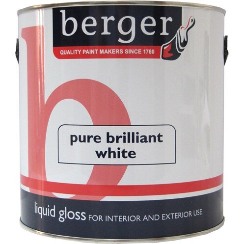 BERGER LIQUID GLOSS PAINT BRILLIANT WHITE 2.5 LTR