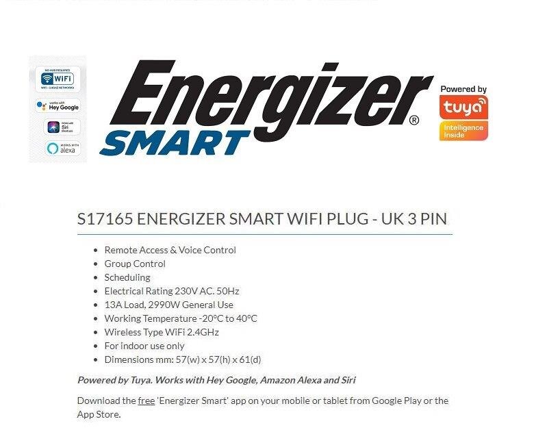 ENERGIZER WIFI ''SMART'' PLUG SOCKET