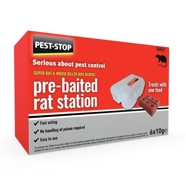 PEST-STOP SUPER RAT KILLER MAX WAX BLOCKS (PRE-BAITED RAT STATION)