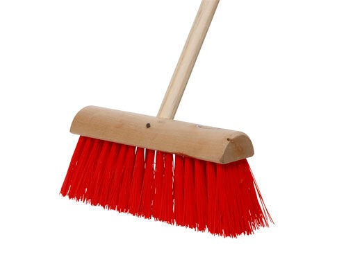 DOSCO 13" RED YARD BROOM COMPLETE WITH HANDLE