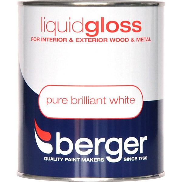 BERGER LIQUID GLOSS PAINT BRILLIANT WHITE 1.25 LTR