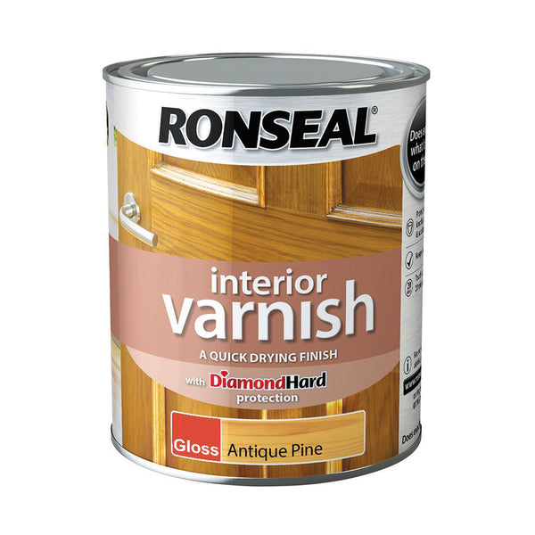 RONSEAL QUICK DRYING VARNISH GLOSS ANTIQUE PINE 750 ML