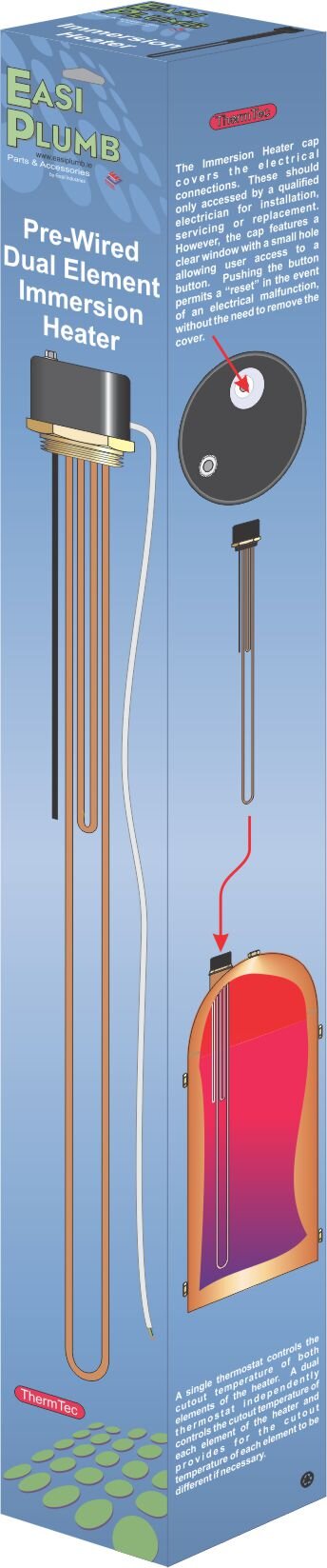 Easi Plumb 23" Double Element Single Stat Immersion Heater