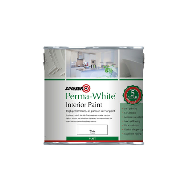 ZINSSER PERMA WHITE INTERIOR PAINT MATT 1LTR