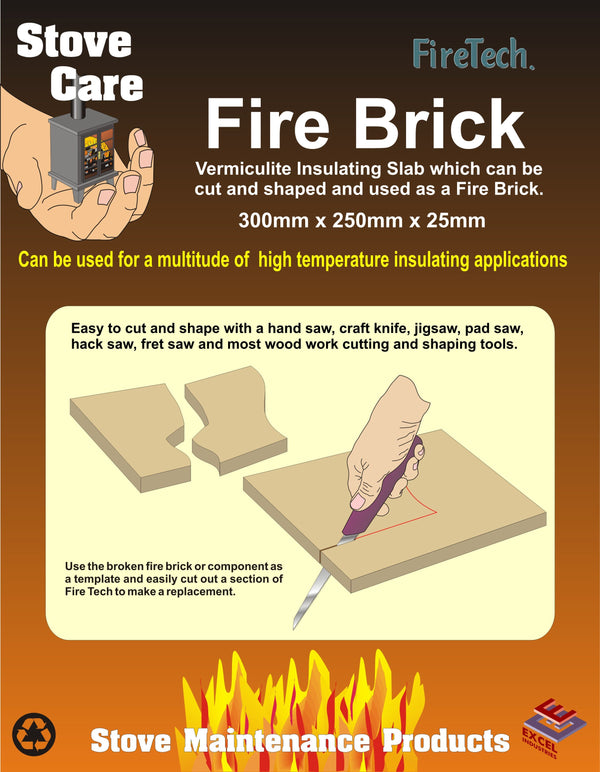 Easi Plumb Stove Care FireTech Fire Brick 30cm x 25cm x 2.5cm