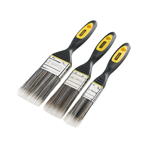 STANLEY DYNAGRIP SYNTHETIC PAINT BRUSH SET 3 PIECE 25MM /38MM /50MM