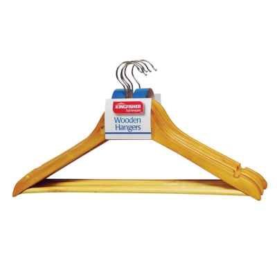 KINGFISHER WOOD CLOTHES HANGER PAK 10