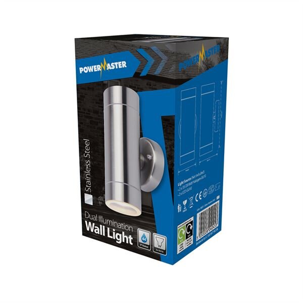 POWERMASTER TWIN ILLUMINATION STAINLESS STEEL WALL LIGHT