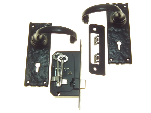 BASTA ANTIQUE LOCKSET WITH 63 MM LOCK BLACK