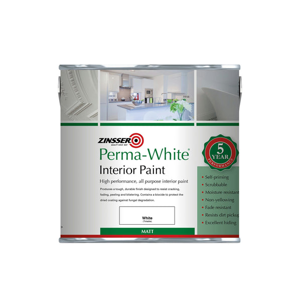 ZINSSER PERMA WHITE INTERIOR PAINT MATT 2.5LTR