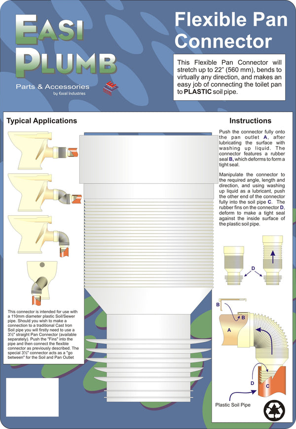 Easi Plumb 4" Flexible Pan Connector