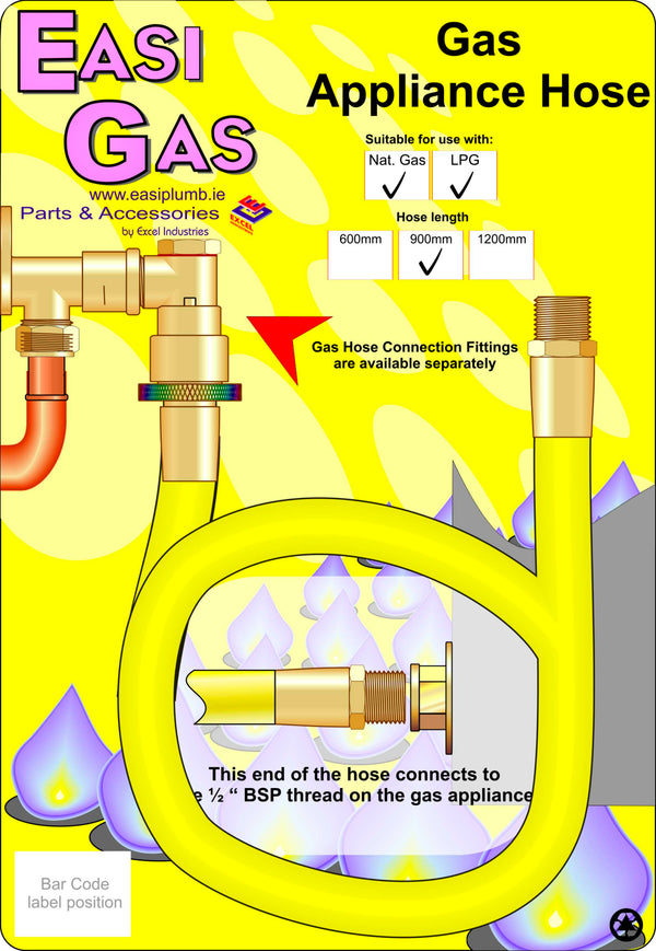 Easi Plumb 3' X 1/2" Cooker Hose LPG