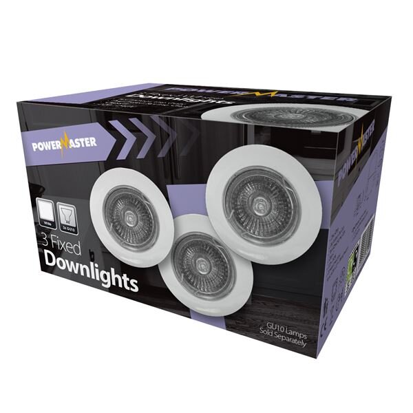 POWERMASTER TRIPLE PACK WHITE FIXED DOWNLIGHT KIT