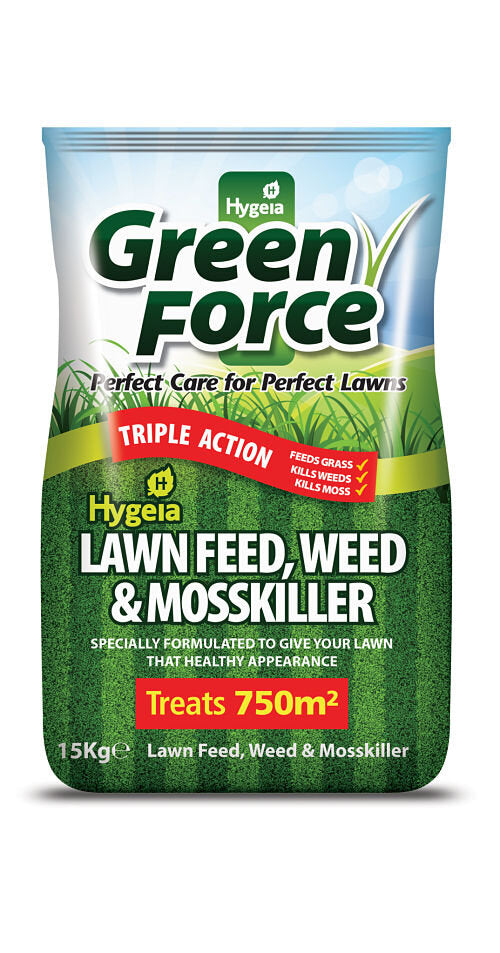 HYGEIA GREENFORCE LAWN FEED WEED & MOSKILLER 15 KG