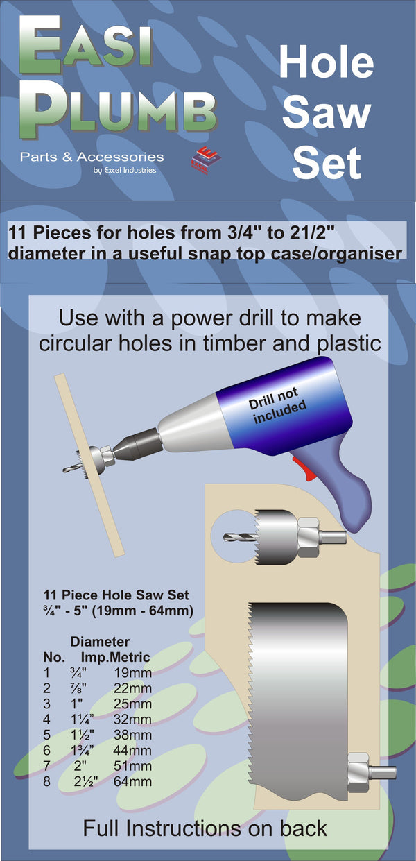 Easi Plumb 11 Pce 3/4" - 21/4" Holesaw Set