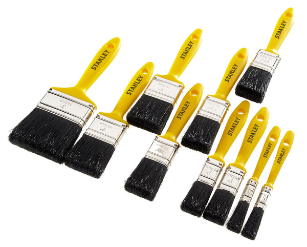 STANLEY HOBBY PAINT BRUSH 10 PIECE SET (2X12MM, 2X25MM, 3X38MM, 2X50MM, 1X75MM)