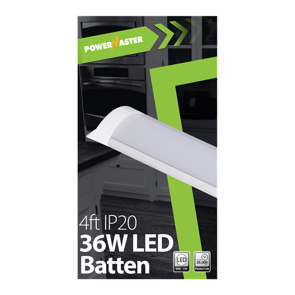 POWERMASTER 4FT IP20 36W LED BATTEN 2880 LUMENS