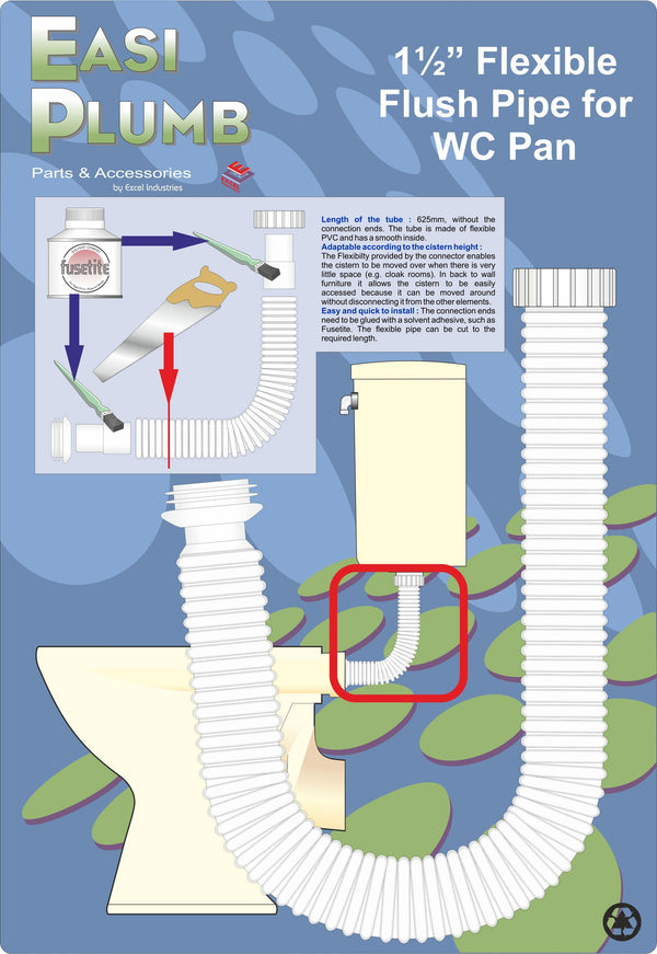 Easi Plumb Flexible Flush Pipe with Flush Pipe Connector